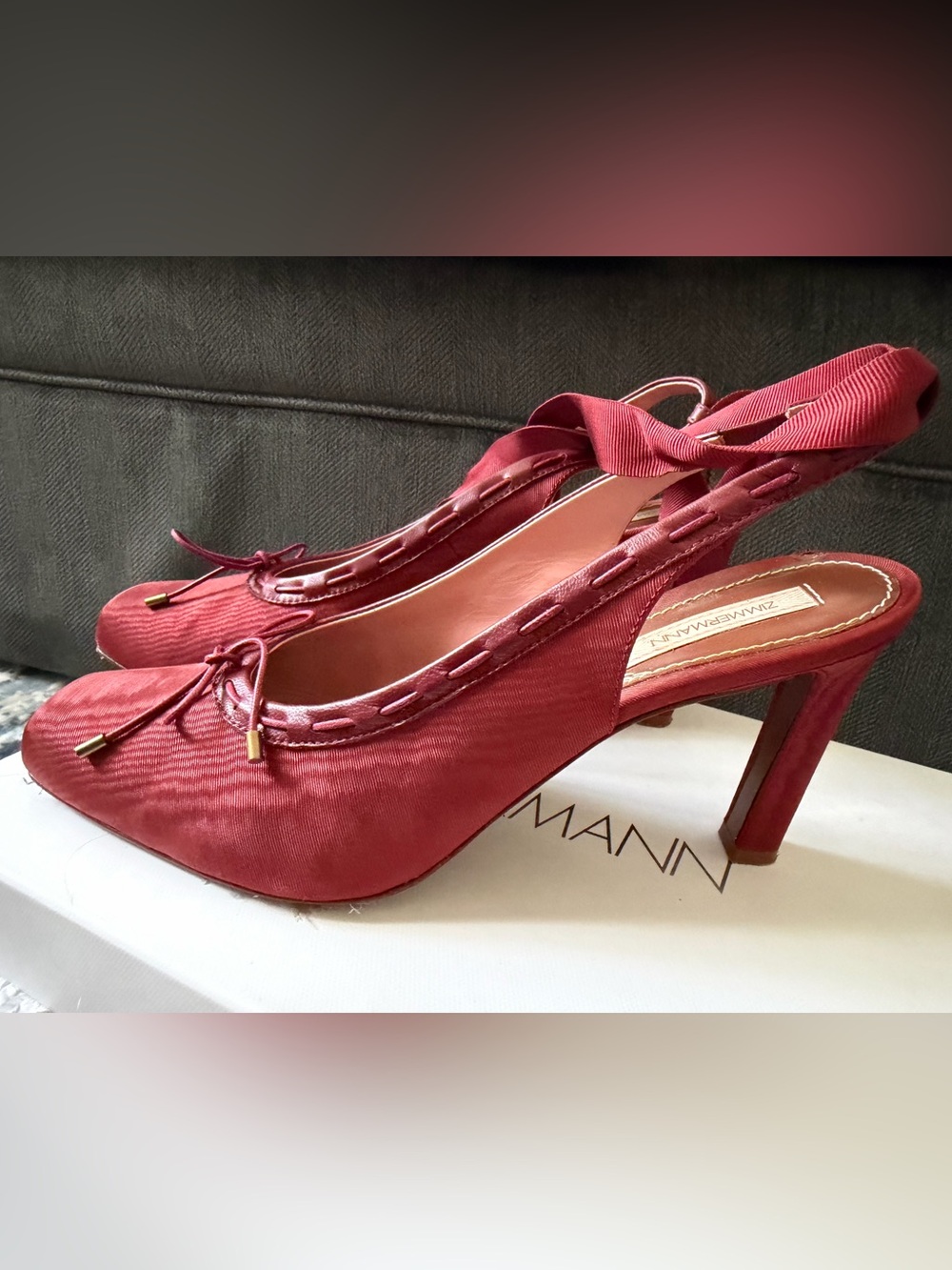 Zimmermann Chisel Toe Ballerina 85 in Bordeaux Size 41